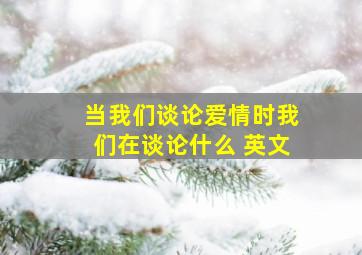 当我们谈论爱情时我们在谈论什么 英文